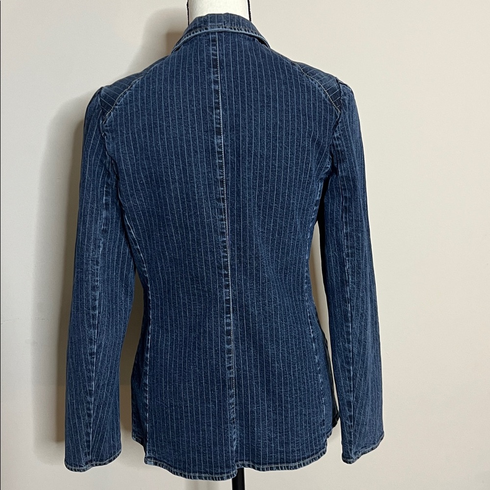 👖🧢🥏EUC New York & Company Striped Denim Jacket - Picture 9 of 13